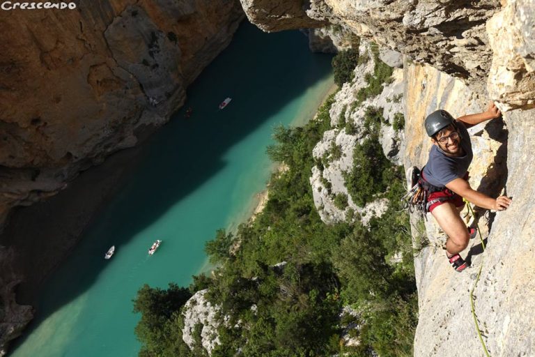 grande voie Verdon, initiation escalade